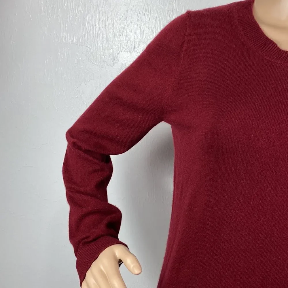 J. Crew burgundy cotton blend round neck pullover sweater size S
